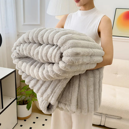 Soft Fluffy Wide Striped Blankets