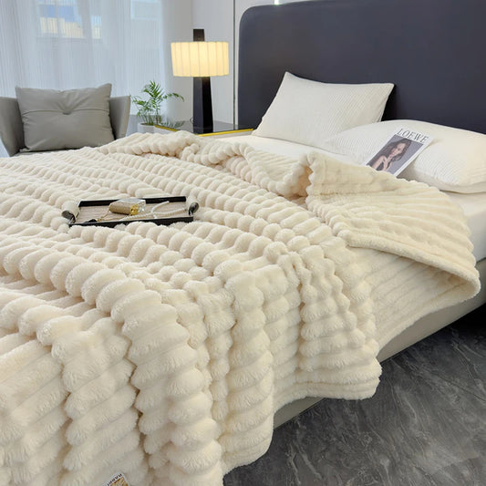 Soft Fluffy Wide Striped Blankets