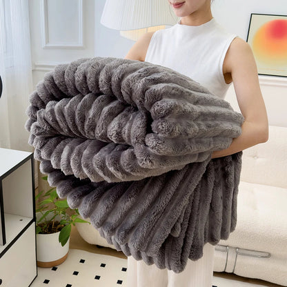 Soft Fluffy Wide Striped Blankets