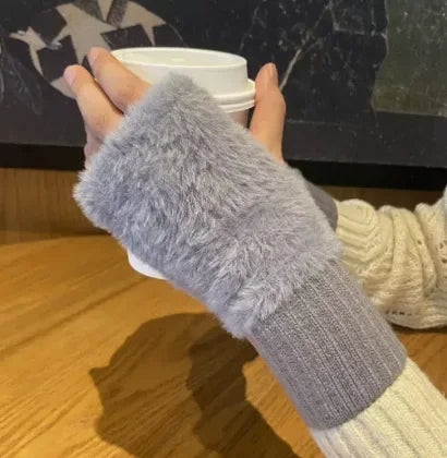 Mink Fleece Soft Winter Half Finger Gloves